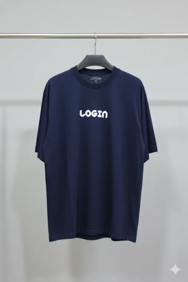 LOGIN Men's Oversized Graphic Print T-Shirt - Blue