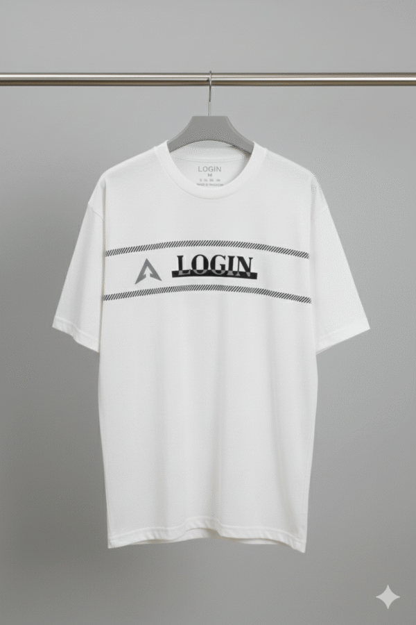 LOGIN Men's Oversized Graphic Print T-Shirt - White