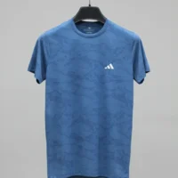 Steel Blue Mesh Active Shirt – Lycra 4-Way Stretch Breathable Performance Fit